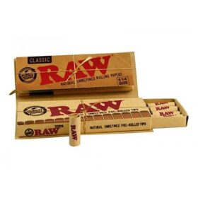 RAW CONNOISSEUR 1 1/4 + PREROLLED TIPS X UNIDAD