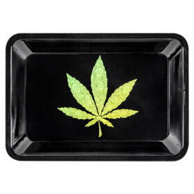 Bandeja Metal Tray Black Leaves 180 X 125mm MT099