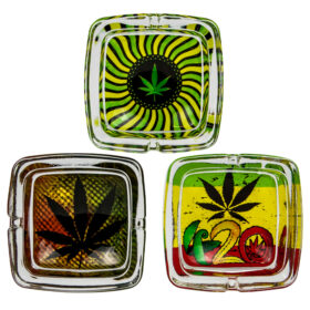 Cenicero De Vidrio cuadrado Hojas ASH205